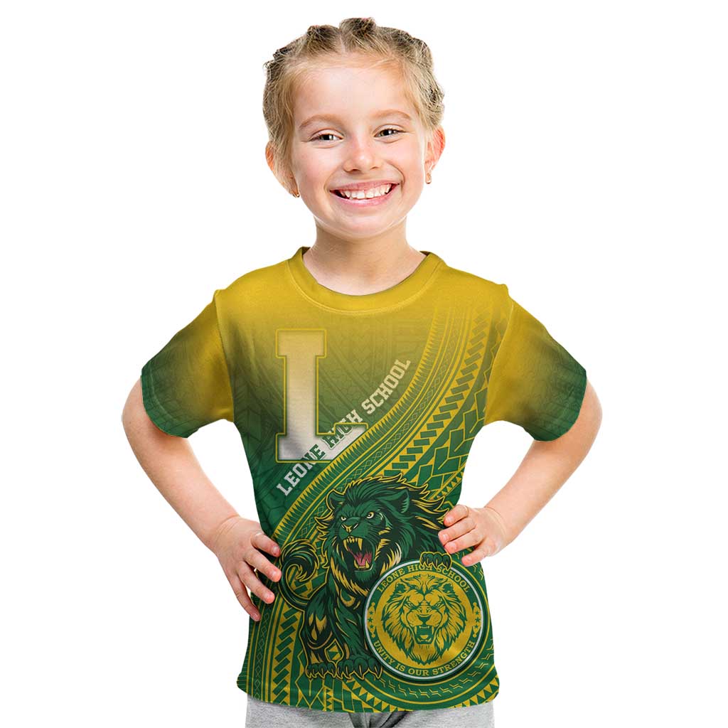 Personalized Leone High School Kid T Shirt Leone Lion LT05 Green - Polynesian Pride