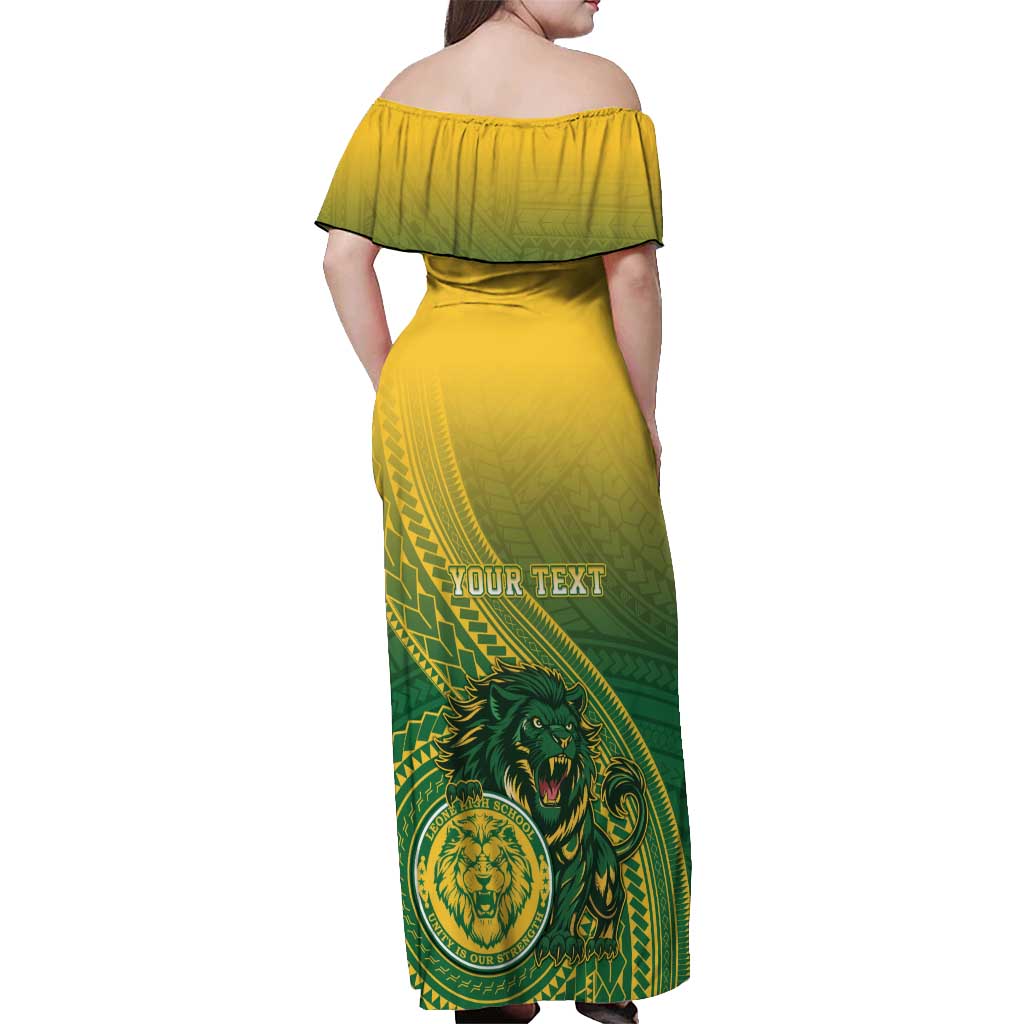 Personalized Leone High School Off Shoulder Maxi Dress Leone Lion