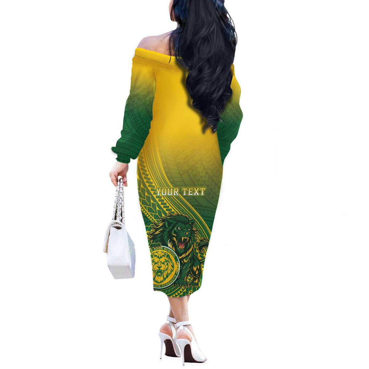 Personalized Leone High School Off The Shoulder Long Sleeve Dress Leone Lion