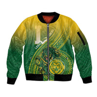 Personalized Leone High School Sleeve Zip Bomber Jacket Leone Lion LT05 Unisex Green - Polynesian Pride