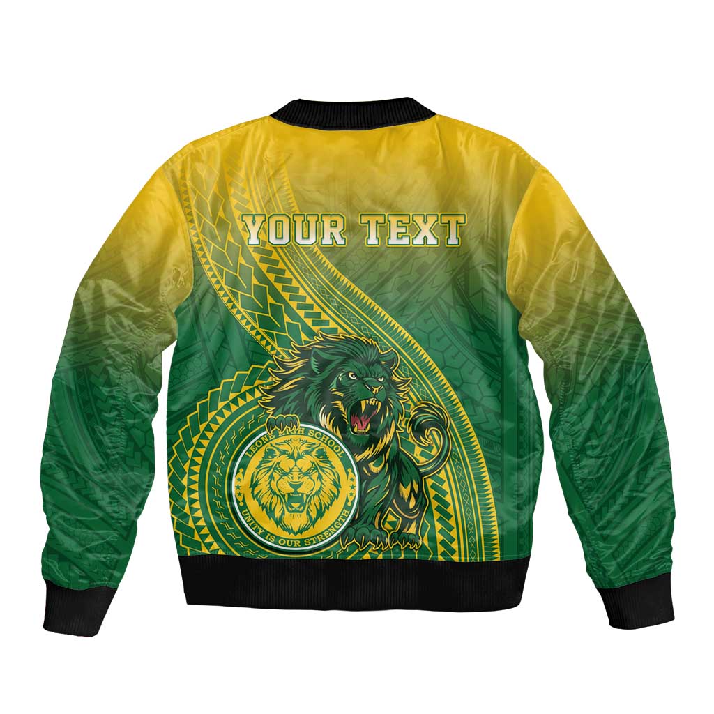 Personalized Leone High School Sleeve Zip Bomber Jacket Leone Lion LT05 - Polynesian Pride