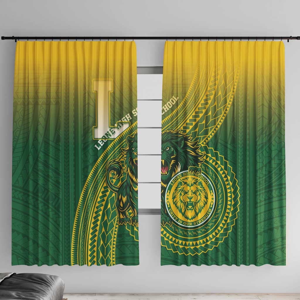 Leone High School Window Curtain Leone Lion LT05 With Hooks Green - Polynesian Pride