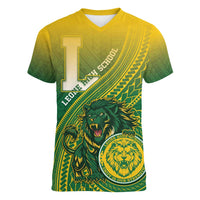 Personalized Leone High School Women V-Neck T-Shirt Leone Lion