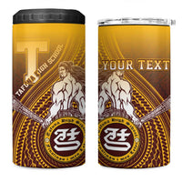 Personalized Tafuna High School 4 in 1 Can Cooler Tumbler Polynesian Warrior