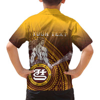 Personalized Tafuna High School Family Matching Long Sleeve Bodycon Dress and Hawaiian Shirt Polynesian Warrior