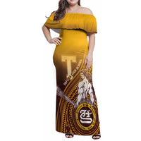 Personalized Tafuna High School Family Matching Off Shoulder Maxi Dress and Hawaiian Shirt Polynesian Warrior