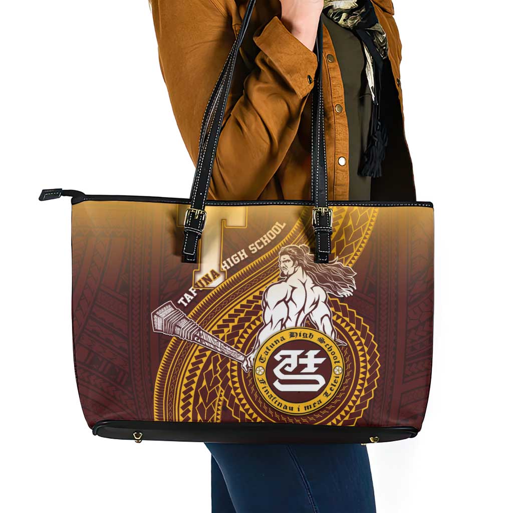 Tafuna High School Leather Tote Bag Polynesian Warrior