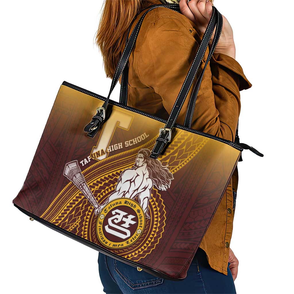 Tafuna High School Leather Tote Bag Polynesian Warrior