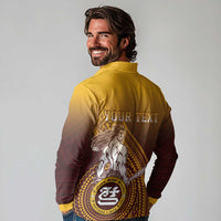 Personalized Tafuna High School Long Sleeve Polo Shirt Polynesian Warrior LT05 - Polynesian Pride