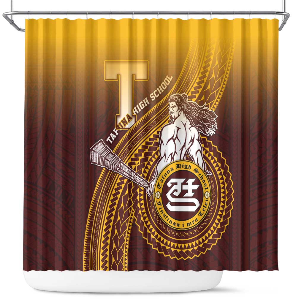 Tafuna High School Shower Curtain Polynesian Warrior LT05 Maroon - Polynesian Pride