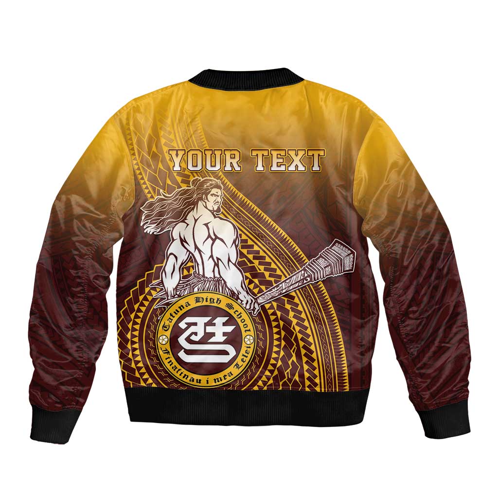 Personalized Tafuna High School Sleeve Zip Bomber Jacket Polynesian Warrior LT05 - Polynesian Pride