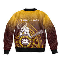 Personalized Tafuna High School Sleeve Zip Bomber Jacket Polynesian Warrior LT05 - Polynesian Pride