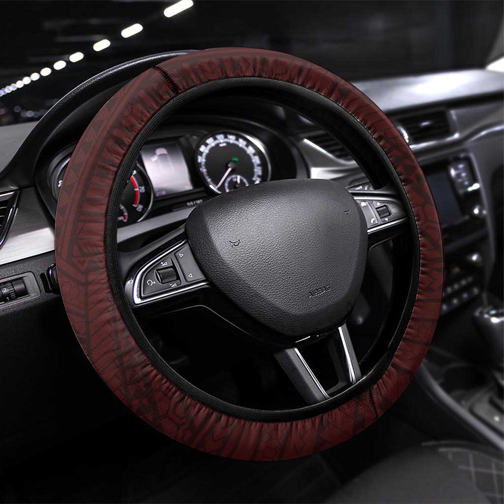 Tafuna High School Steering Wheel Cover Polynesian Warrior LT05 Universal Fit Maroon - Polynesian Pride