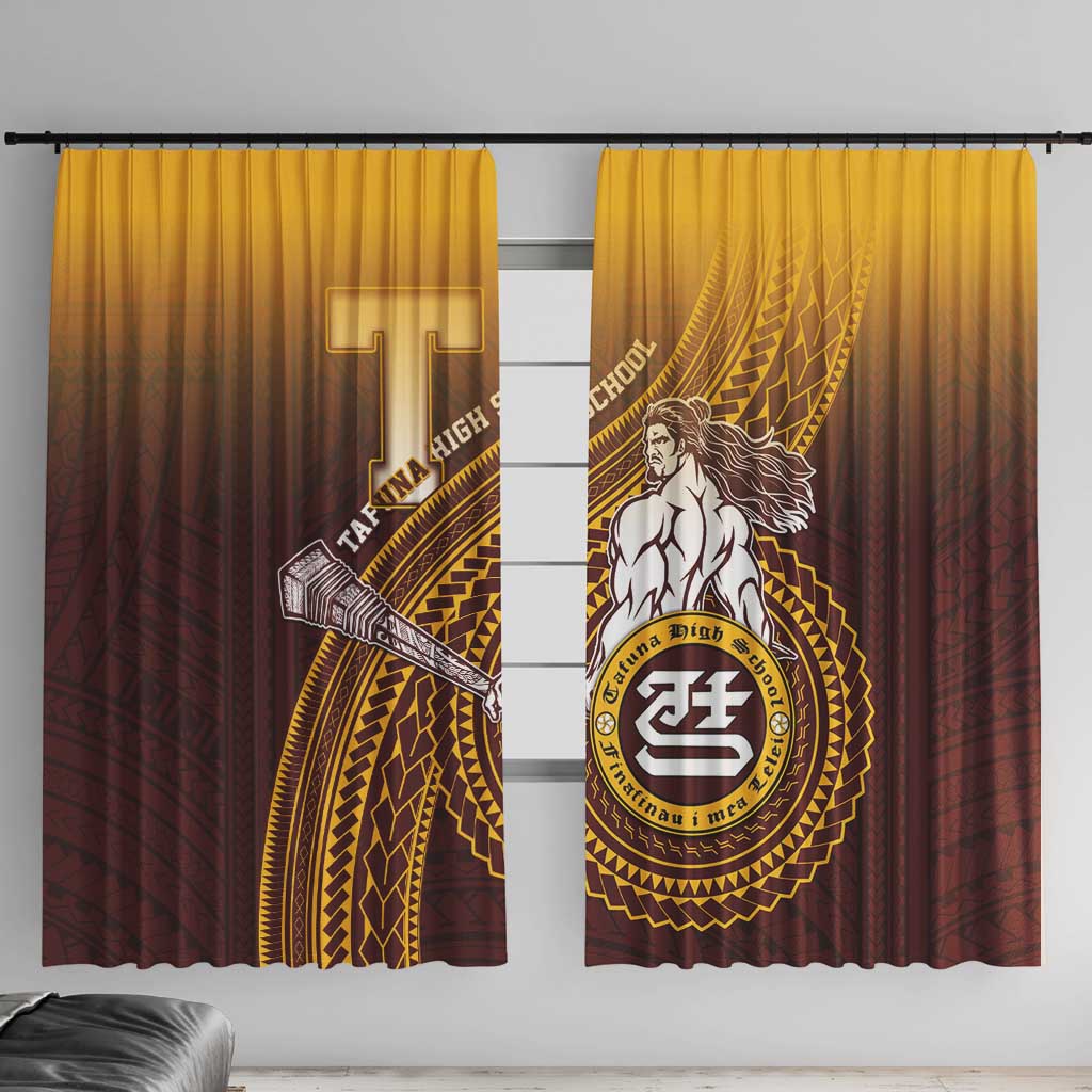 Tafuna High School Window Curtain Polynesian Warrior LT05 With Hooks Maroon - Polynesian Pride