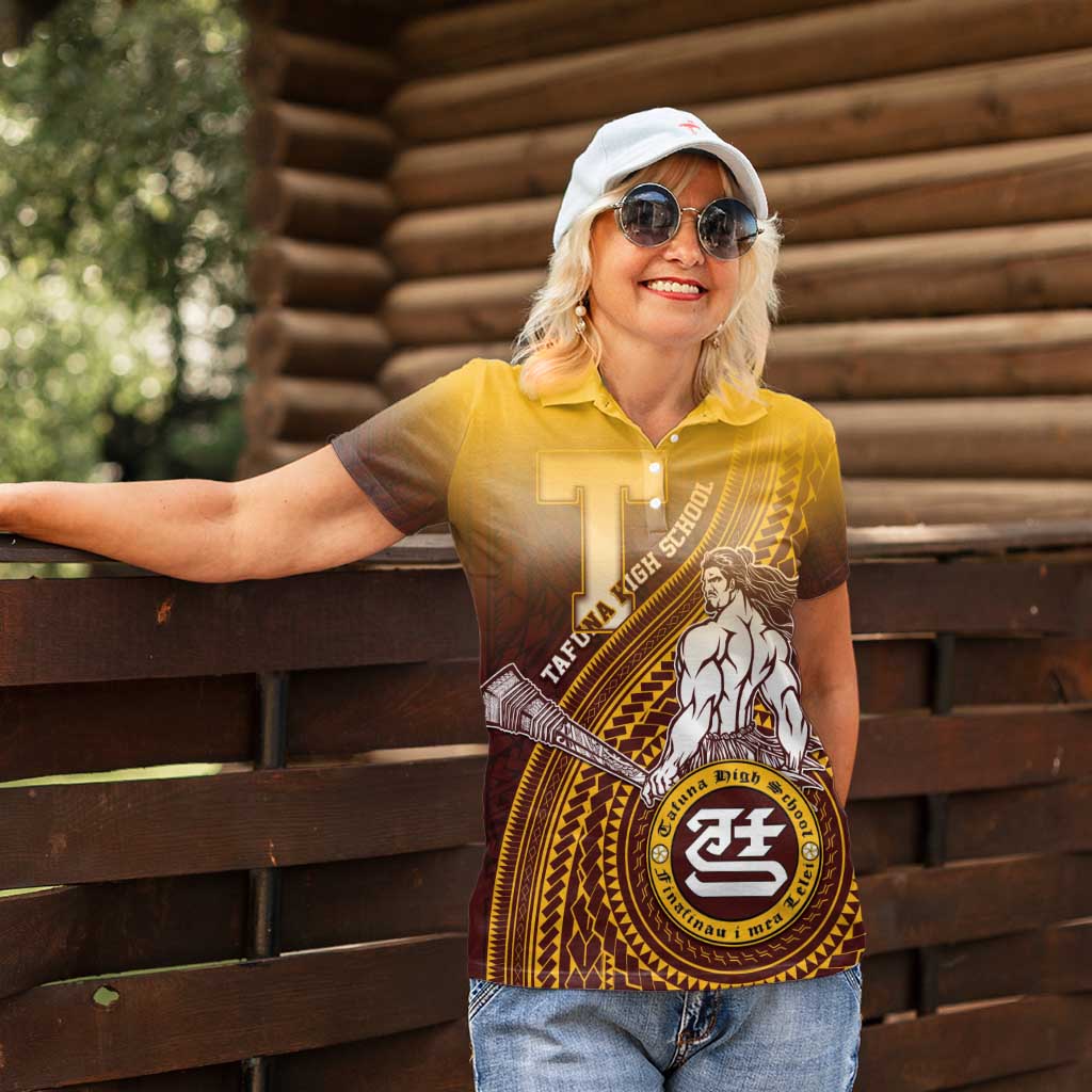 Personalized Tafuna High School Women Polo Shirt Polynesian Warrior