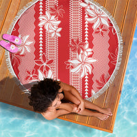 Hawaii Kakau Tribal Beach Blanket With Red Tiare