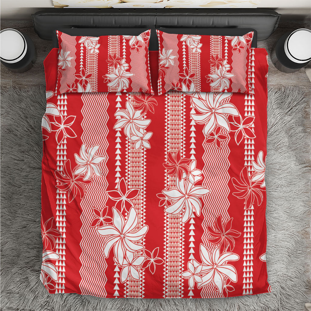 Hawaii Kakau Tribal Bedding Set With Red Tiare