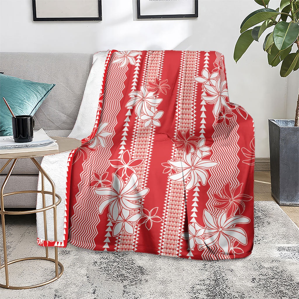 Hawaii Kakau Tribal Blanket With Red Tiare