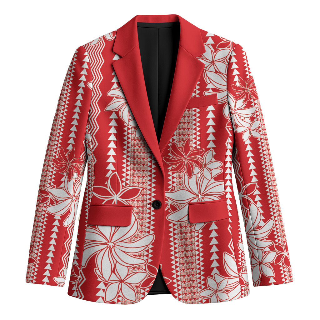 Hawaii Kakau Tribal Blazer With Red Tiare