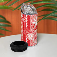 Hawaii Kakau Tribal 4 in 1 Can Cooler Tumbler With Red Tiare