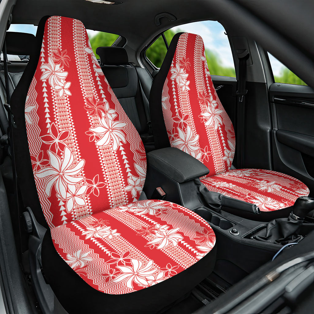 Hawaii Kakau Tribal Car Seat Cover With Red Tiare