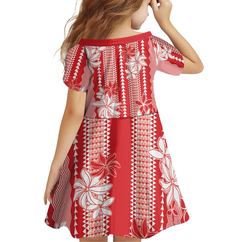 Hawaii Kakau Tribal Family Matching Long Sleeve Bodycon Dress and Hawaiian Shirt With Red Tiare