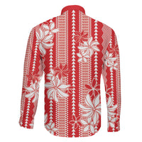 Hawaii Kakau Tribal Family Matching Long Sleeve Bodycon Dress and Hawaiian Shirt With Red Tiare