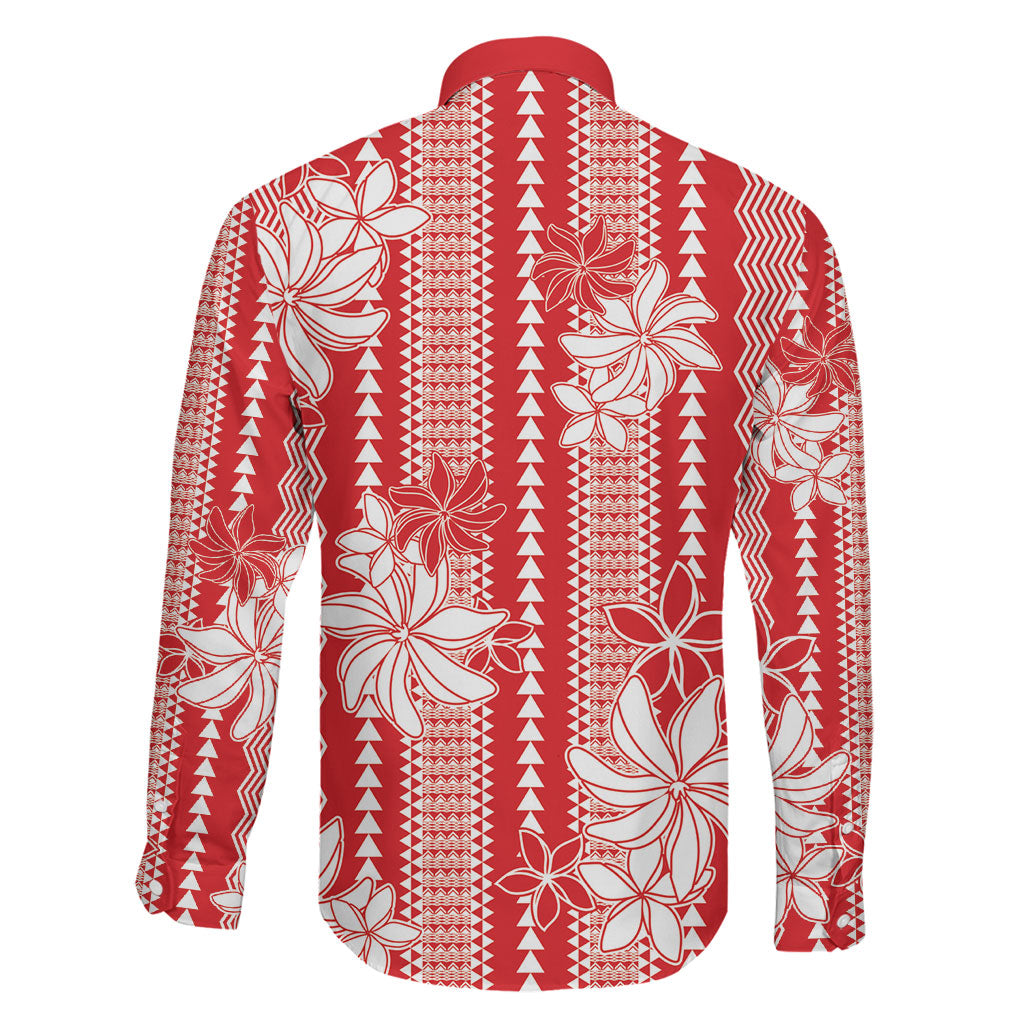 Hawaii Kakau Tribal Family Matching Summer Maxi Dress and Hawaiian Shirt With Red Tiare