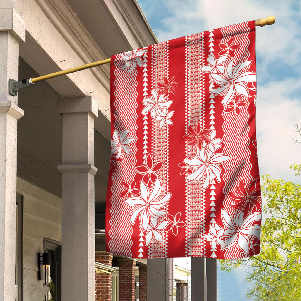 Hawaii Kakau Tribal Garden Flag With Red Tiare LT05 House Flag Red - Polynesian Pride