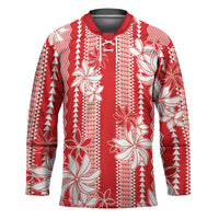 Hawaii Kakau Tribal Hockey Jersey With Red Tiare