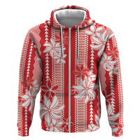 Hawaii Kakau Tribal Hoodie With Red Tiare