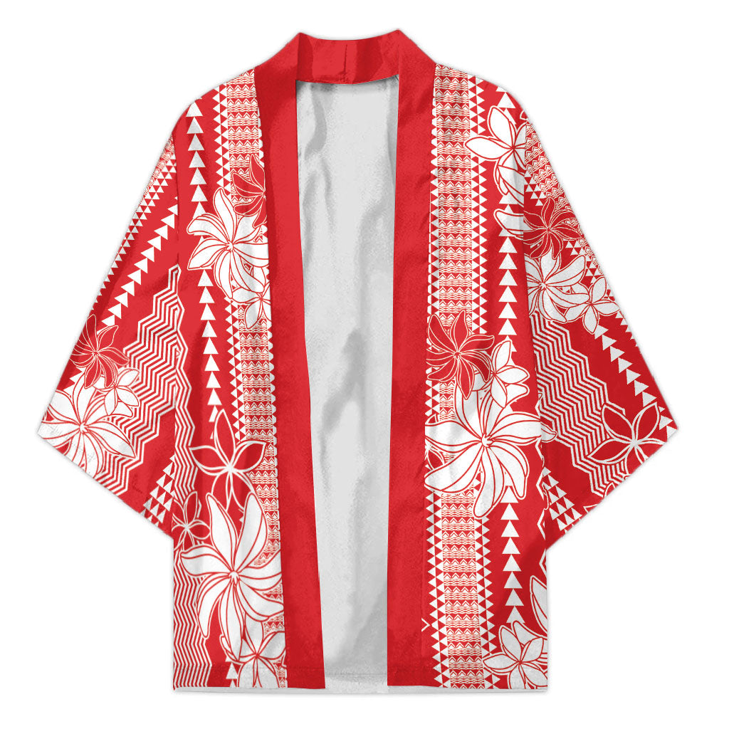 Hawaii Kakau Tribal Kimono With Red Tiare