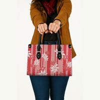 Hawaii Kakau Tribal Leather Bag With Red Tiare