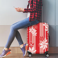 Hawaii Kakau Tribal Luggage Cover With Red Tiare