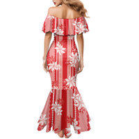 Hawaii Kakau Tribal Mermaid Dress With Red Tiare