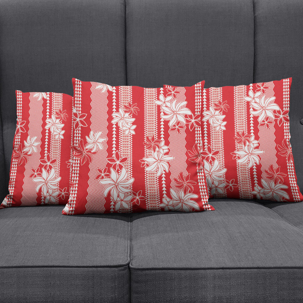 Hawaii Kakau Tribal Pillow Cover With Red Tiare