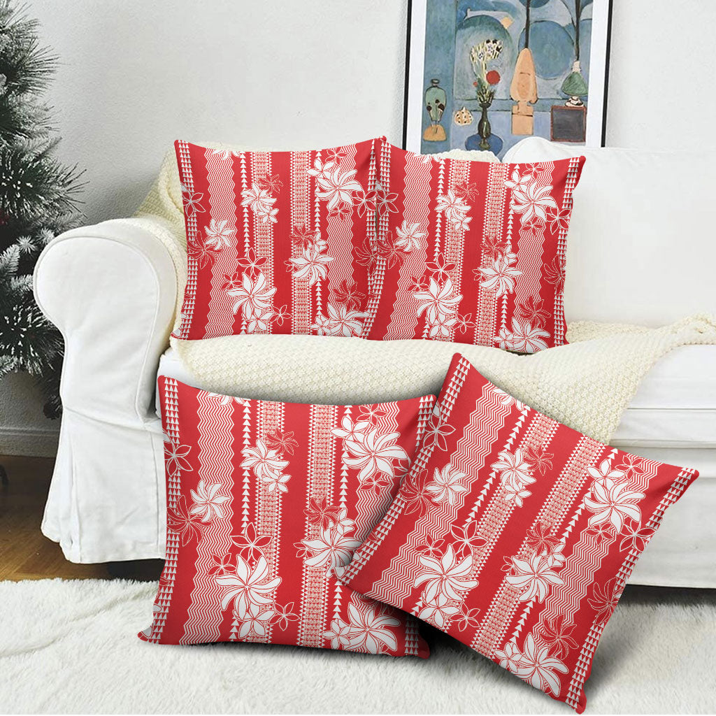 Hawaii Kakau Tribal Pillow Cover With Red Tiare