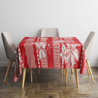 Hawaii Kakau Tribal Tablecloth With Red Tiare