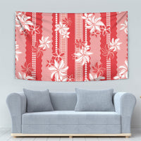 Hawaii Kakau Tribal Tapestry With Red Tiare