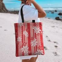 Hawaii Kakau Tribal Tote Bag With Red Tiare