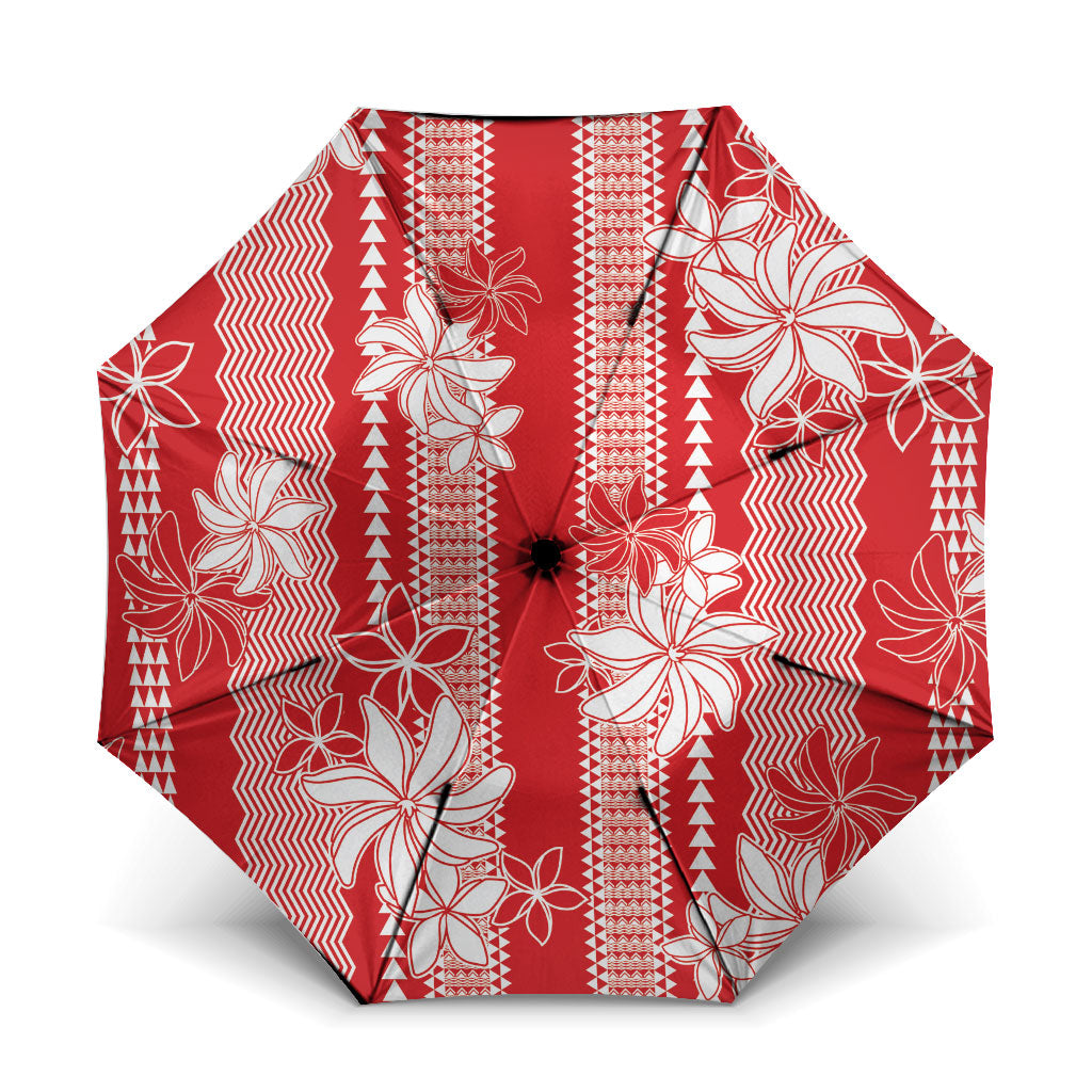 Hawaii Kakau Tribal Umbrella With Red Tiare