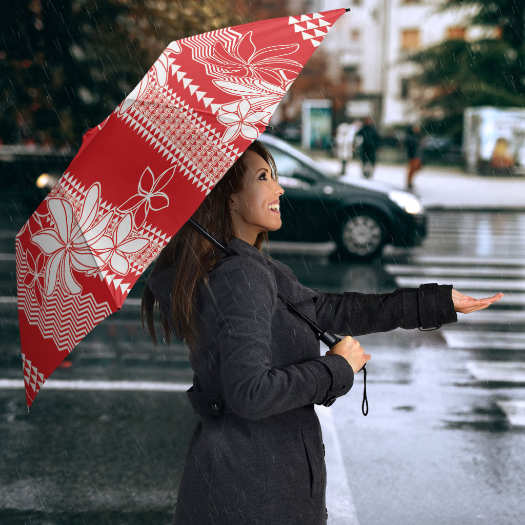 Hawaii Kakau Tribal Umbrella With Red Tiare