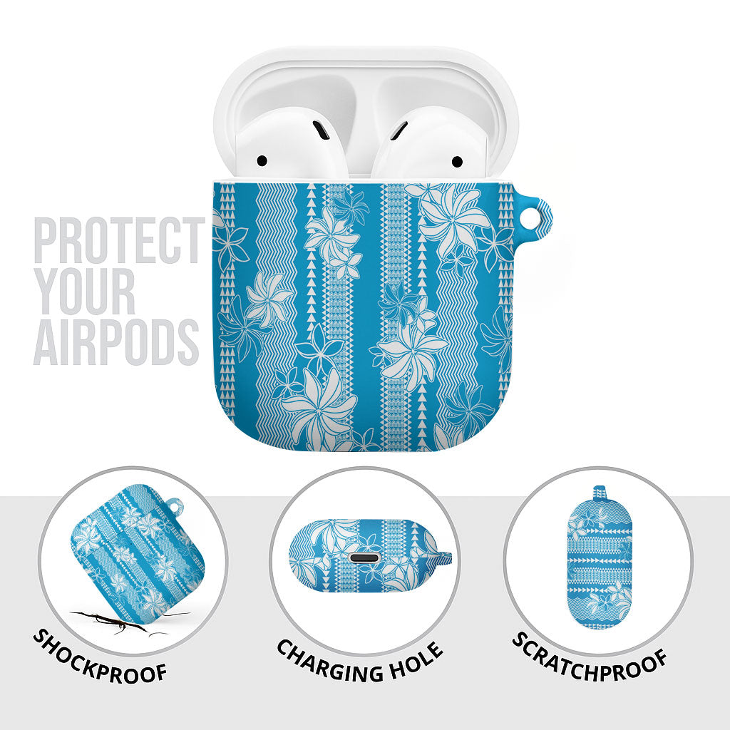 Hawaii Kakau Tribal AirPods Case With Blue Tiare