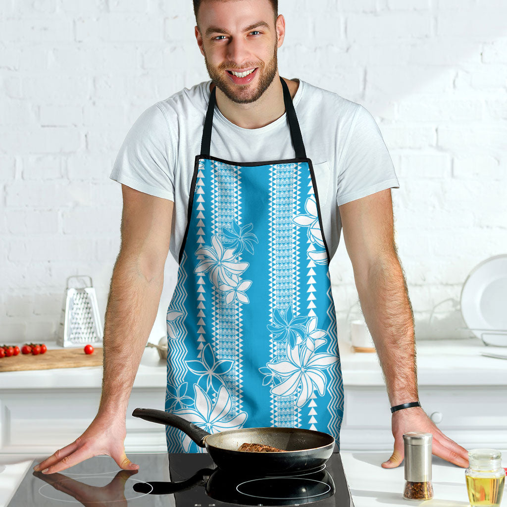 Hawaii Kakau Tribal Apron With Blue Tiare