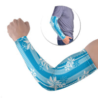 Hawaii Kakau Tribal Arm Sleeves With Blue Tiare