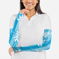 Hawaii Kakau Tribal Arm Sleeves With Blue Tiare