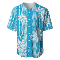 Hawaii Kakau Tribal Baseball Jersey With Blue Tiare