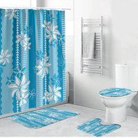 Hawaii Kakau Tribal Bathroom Set With Blue Tiare