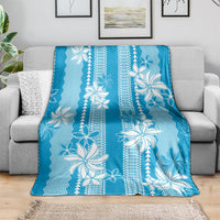 Hawaii Kakau Tribal Blanket With Blue Tiare