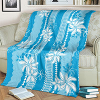 Hawaii Kakau Tribal Blanket With Blue Tiare